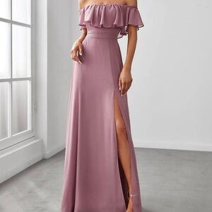 Ever Pretty Mauve Off-Shoulder Dress. Free shipping